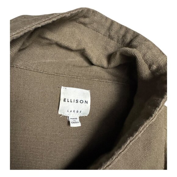 ELLISON Khaki Knit Sleeve Luxury Designer Casual Sweater Jacket Shacket Womens L - Picture 3 of 7